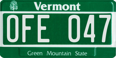 VT license plate OFE047
