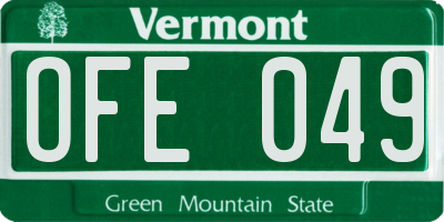 VT license plate OFE049