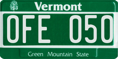 VT license plate OFE050