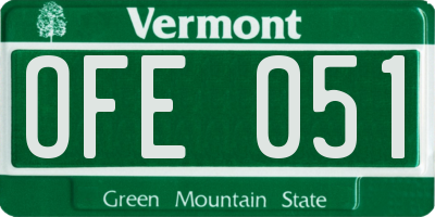 VT license plate OFE051