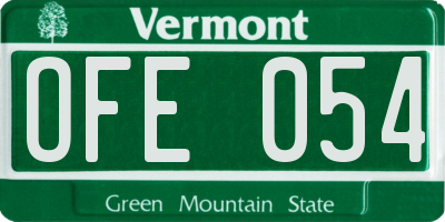 VT license plate OFE054