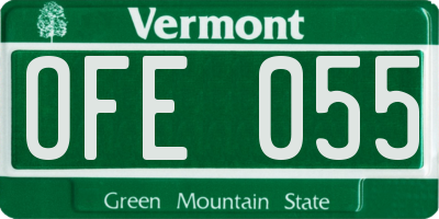 VT license plate OFE055