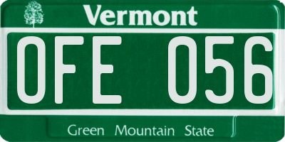 VT license plate OFE056