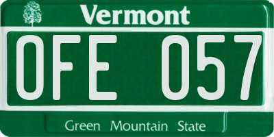 VT license plate OFE057