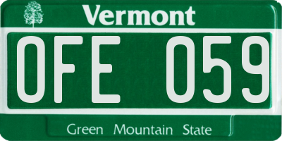 VT license plate OFE059