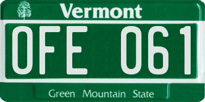 VT license plate OFE061