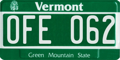 VT license plate OFE062