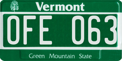 VT license plate OFE063