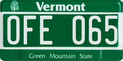 VT license plate OFE065
