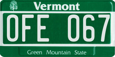 VT license plate OFE067