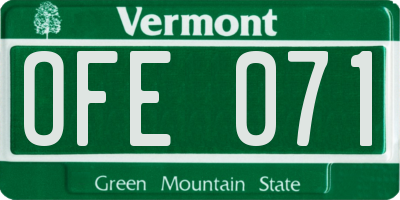VT license plate OFE071
