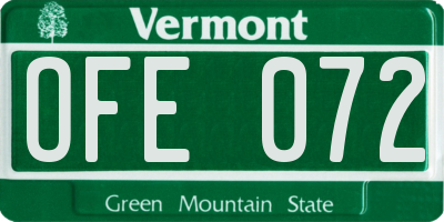 VT license plate OFE072