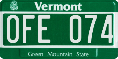VT license plate OFE074