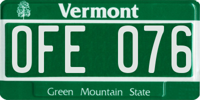 VT license plate OFE076