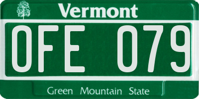 VT license plate OFE079