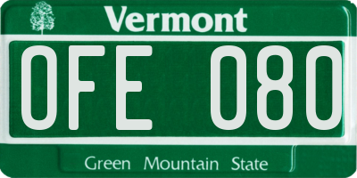 VT license plate OFE080