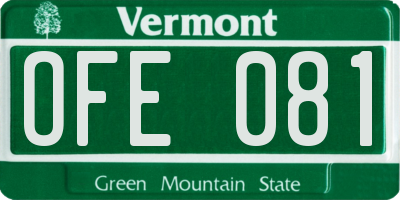 VT license plate OFE081