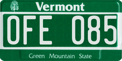 VT license plate OFE085
