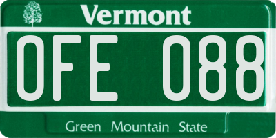 VT license plate OFE088