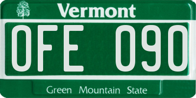VT license plate OFE090