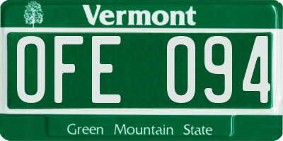 VT license plate OFE094