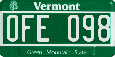 VT license plate OFE098