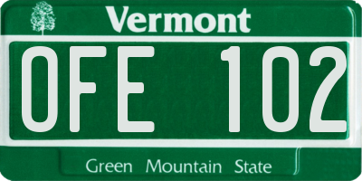 VT license plate OFE102