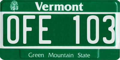 VT license plate OFE103