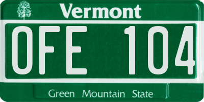 VT license plate OFE104