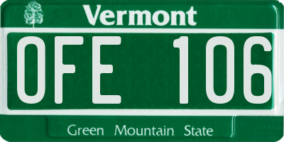 VT license plate OFE106