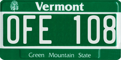 VT license plate OFE108