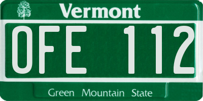 VT license plate OFE112