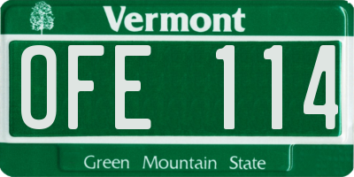 VT license plate OFE114