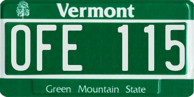 VT license plate OFE115
