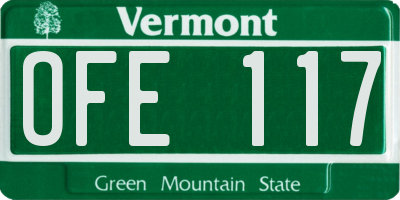 VT license plate OFE117