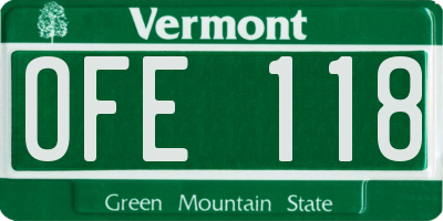 VT license plate OFE118