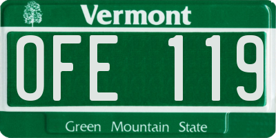 VT license plate OFE119