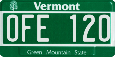 VT license plate OFE120