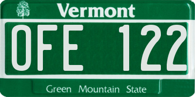 VT license plate OFE122