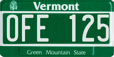VT license plate OFE125