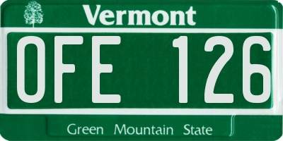 VT license plate OFE126