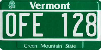 VT license plate OFE128