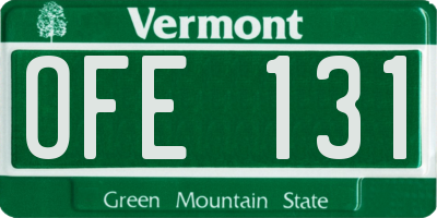 VT license plate OFE131