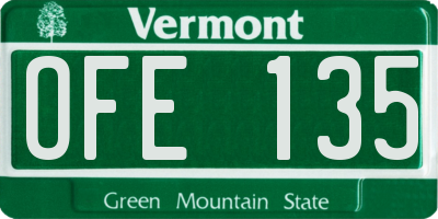 VT license plate OFE135