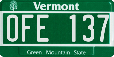 VT license plate OFE137
