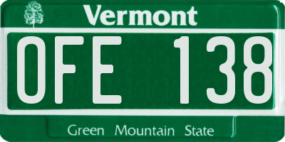 VT license plate OFE138