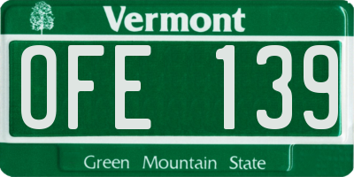 VT license plate OFE139