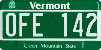 VT license plate OFE142