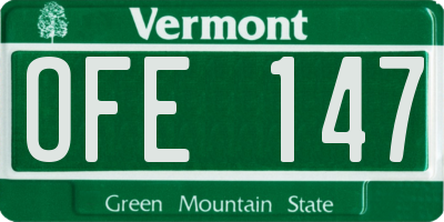 VT license plate OFE147
