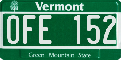 VT license plate OFE152
